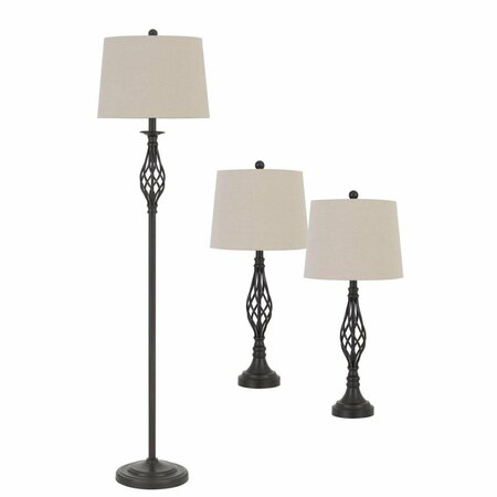 HOMEROOTS Retro Metal Floor & Table Lamp Set, White & Black - Set of 3 476137